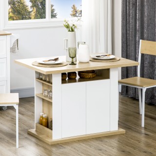 HOMCOM Kitchen Island για 4-6 άτομα με ντουλάπια και ανοιχτά ράφια,...