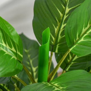 HOMCOM Τεχνητό πράσινο φυτό 95 cm και 33 φύλλα με μαύρη γλάστρα Ø15...