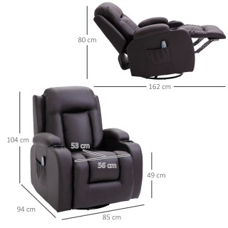 HOMCOM Χαλαρωτικό Μασάζ και Θερμαινόμενη Πολυθρόνα με Τηλεχειριστήρ...