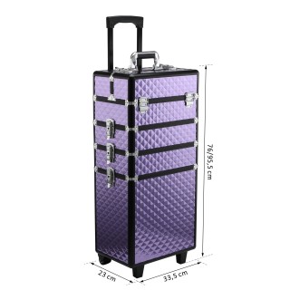 Homcom Professional Make Up Trolley από μωβ αλουμίνιο με αφαιρούμεν...