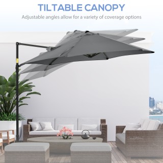 Outsunny Garden Parasol με περιστροφή 360° και πολυεστερικό κουβούκ... Outsunny Garden Parasol με περιστροφή 360° και πολυεστερικό κουβούκ...