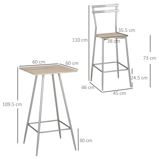 Σετ Μεταλλικό Τετράγωνο Τραπέζι - Bar 60 x 60 x 109.5 cm με 2 Σκαμπ... Σετ Μεταλλικό Τετράγωνο Τραπέζι - Bar 60 x 60 x 109.5 cm με 2 Σκαμπ...