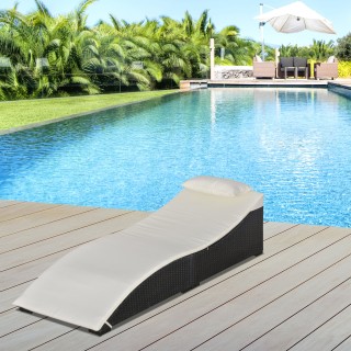 Outsunny Πτυσσόμενη ξαπλώστρα σε μαύρο PE Rattan με λευκό στρώμα κρ... Outsunny Πτυσσόμενη ξαπλώστρα σε μαύρο PE Rattan με λευκό στρώμα κρ...