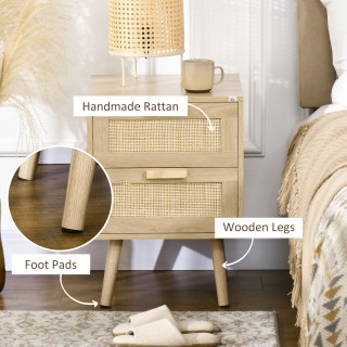 HOMCOM Σετ 2 κομοδίνα για υπνοδωμάτια σε στυλ Boho με 2 συρτάρια, 4...