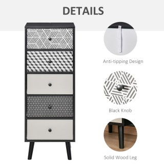 HOMCOM Κινητό Συρταριέρα με 5 συρτάρια γεωμετρικό σχέδιο, μοντέρνα ...