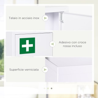 Ιατρικό ντουλάπι 3 επιπέδων από ανοξείδωτο χάλυβα Kleankin με 2 κλε...