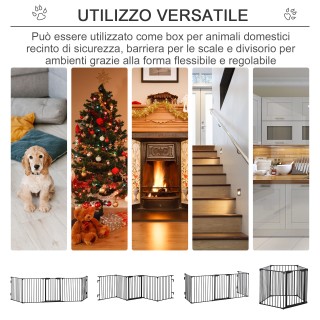 PawHut Πτυσσόμενη Πύλη Σκύλου για Μικρά και Μεσαία Μεγέθη με 5 Πάνε...