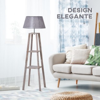 HOMCOM Ξύλινο Φωτιστικό δαπέδου με 3 Ράφια και Υφασμάτινο Αμπαζούρ,... HOMCOM Ξύλινο Φωτιστικό δαπέδου με 3 Ράφια και Υφασμάτινο Αμπαζούρ,...