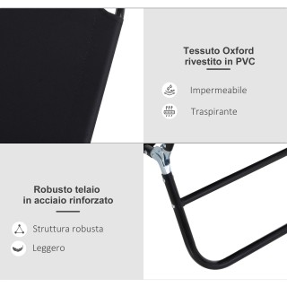 Outsunny Πτυσσόμενη Ξαπλώστρα κήπου με ρυθμιζόμενη πλάτη, ατσάλι κα...