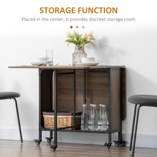 Πτυσσόμενο τραπέζι HOMCOM με 6 ρόδες και ράφι βιομηχανικού στυλ σε ...