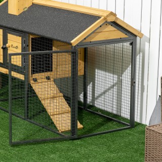 PawHut 2 Tier Spruce and Steel Hutch για κουνέλι εξωτερικού χώρου μ...