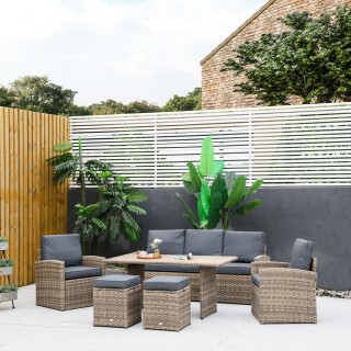 Outsunny Garden Lounge σε PE Rattan με 3θέσιο καναπέ, 2 πολυθρόνες,...