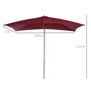 Outsunny Parasol in Wood, 2x3m, Bordeaux 01-0581 Outsunny Parasol in Wood, 2x3m, Bordeaux 01-0581