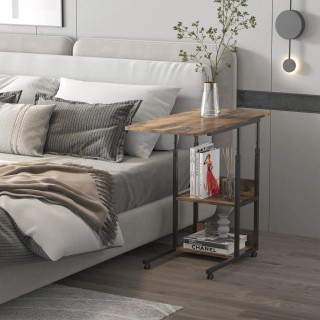 Τραπεζάκι σαλονιού HOMCOM Industrial Style σε σχήμα C, Κομοδίνο με ...