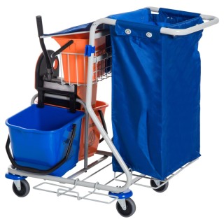 Homcom Professional Cleaning Cart with 4 Buckets 18L / 6L Blue and ... Homcom Professional Cleaning Cart with 4 Buckets 18L / 6L Blue and ...
