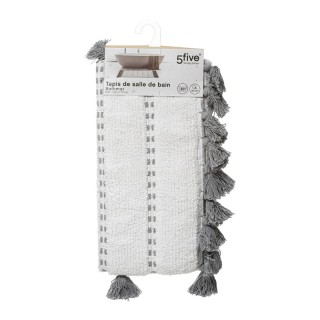 Βαμβακερό Χαλάκι Μπάνιου με Pompom 75 x 50 x 1 cm Χρώματος Γκρι 5Fi...