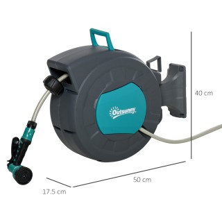 Outsunny Αυτόματη επιτοίχια καρούλι σωλήνα περιστρεφόμενη 180°, σωλ...