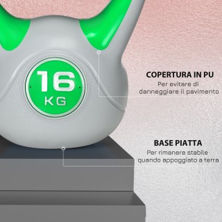 SPORTNOW Kettlebell 16kg σε PU και Sand με επίπεδη βάση και λαβή γι...