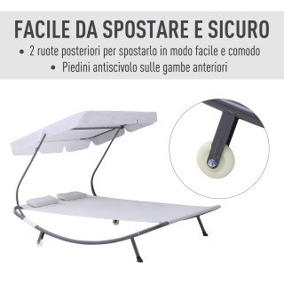 Outsunny Ξαπλώστρα διπλής ξαπλώστρας με ρυθμιζόμενη οροφή, κρέμα 84...