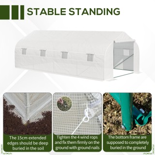 Outsunny Θερμοκήπιο για Λαχανόκηπους 6x3x2m με 8 Παράθυρα και Ρολόπ...