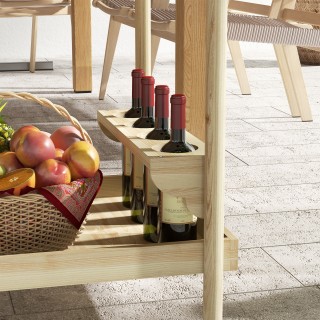 Καρότσι κήπου με 2 ράφια και 4 θέσεις για μπουκαλάκια, από ξύλο ελά... Καρότσι κήπου με 2 ράφια και 4 θέσεις για μπουκαλάκια, από ξύλο ελά...