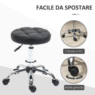 Στρογγυλό Περιστρεφόμενο Σκαμπό με Ρόδες, Ρυθμιζόμενο Ύψος από Συνθ... Στρογγυλό Περιστρεφόμενο Σκαμπό με Ρόδες, Ρυθμιζόμενο Ύψος από Συνθ...