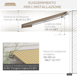 Τέντα ρολού εξωτερικού χώρου με μπράτσα και άνοιγμα μανιβέλας, 350x...