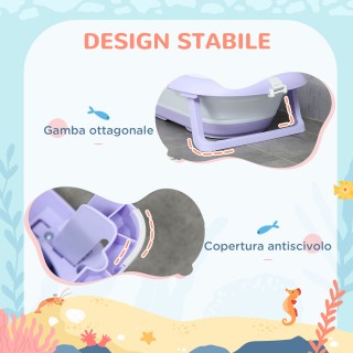 ZONEKIZ Πτυσσόμενη μπανιέρα για παιδιά 0-6 ετών με μαξιλάρι και 2 ρ...