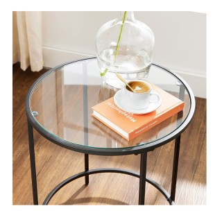Βοηθητικό Μεταλλικό Στρογγυλό Τραπεζάκι με Γυάλινη Επιφάνεια 50 x 5... Βοηθητικό Μεταλλικό Στρογγυλό Τραπεζάκι με Γυάλινη Επιφάνεια 50 x 5...
