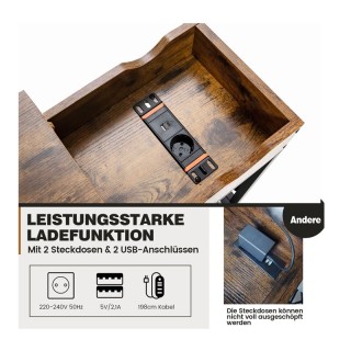 Βοηθητικό Μεταλλικό Τραπέζι με Βάση Φόρτισης 60 x 30 x 58.5 cm Cost...