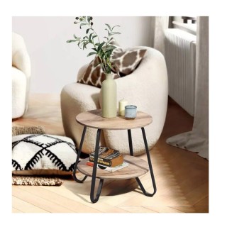 Βοηθητικό Μεταλλικό Στρογγυλό Τραπεζάκι 46 x 45 cm Χρώματος Καφέ Αν...