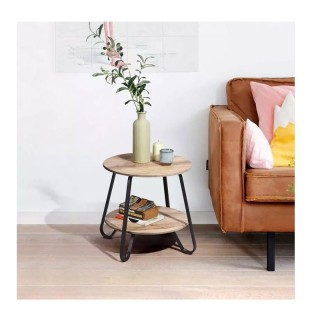 Βοηθητικό Μεταλλικό Στρογγυλό Τραπεζάκι 46 x 45 cm Χρώματος Καφέ Αν...
