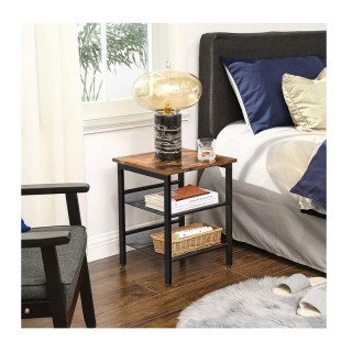 Βοηθητικό Μεταλλικό Τετράγωνο Τραπεζάκι με 2 Ρυθμιζόμενα Ράφια 40 x...