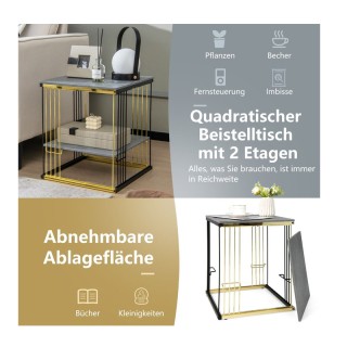 Βοηθητικό Μεταλλικό Τραπεζάκι 2 Επιπέδων 39 x 39 x 45 cm Costway JV...