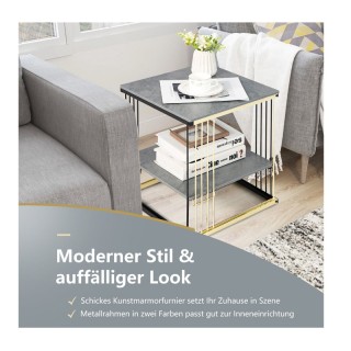 Βοηθητικό Μεταλλικό Τραπεζάκι 2 Επιπέδων 39 x 39 x 45 cm Costway JV...