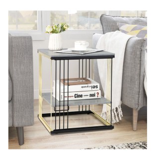 Βοηθητικό Μεταλλικό Τραπεζάκι 2 Επιπέδων 39 x 39 x 45 cm Costway JV...