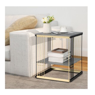 Βοηθητικό Μεταλλικό Τραπεζάκι 2 Επιπέδων 39 x 39 x 45 cm Costway JV...