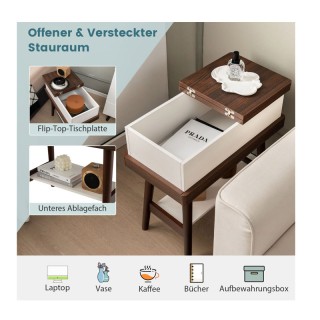 Βοηθητικό Ξύλινο Ορθογώνιο Τραπέζι Σαλονιού με Αποθηκευτικό Χώρο 60...