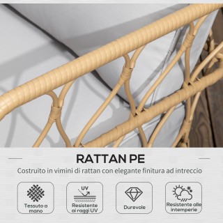 Outsunny Σετ σαλονιού Rattan Garden 4 τεμαχίων με 2θέσιο καναπέ, 2 ...