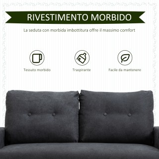 HOMCOM Μοντέρνος 2θέσιος καναπές σε σκανδιναβικό στυλ με καπιτονέ π... HOMCOM Μοντέρνος 2θέσιος καναπές σε σκανδιναβικό στυλ με καπιτονέ π...