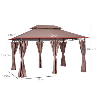 Outsunny Steel Gazebo με Διπλή Στέγη και Χακί Αδιάβροχες Τέντες 4 x... Outsunny Steel Gazebo με Διπλή Στέγη και Χακί Αδιάβροχες Τέντες 4 x...