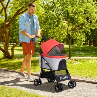 Πτυσσόμενο Καρότσι Μεταφοράς Σκύλου 82 x 49.5 x 98 cm Χρώματος Κόκκ...