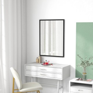 HOMCOM Ορθογώνιος καθρέφτης τοίχου με γάντζους, σε γυαλί και MDF, 6... HOMCOM Ορθογώνιος καθρέφτης τοίχου με γάντζους, σε γυαλί και MDF, 6...