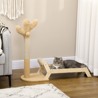 PawHut Cat Hammock with Cat Scratching Posts Cactus Design 2 in 1 f... PawHut Cat Hammock with Cat Scratching Posts Cactus Design 2 in 1 f...