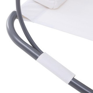 Outsunny Ξαπλώστρα διπλής ξαπλώστρας με ρυθμιζόμενη οροφή, κρέμα 84...