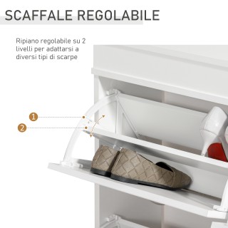 HOMCOM Ξύλινο ντουλάπι παπουτσιών εξοικονόμησης χώρου 4 πτυσσόμενα ... HOMCOM Ξύλινο ντουλάπι παπουτσιών εξοικονόμησης χώρου 4 πτυσσόμενα ...