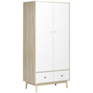 Ντουλάπα HOMCOM 2 Ξύλινες πόρτες με 4 θήκες, 2 συρτάρια και κρεμάστ...