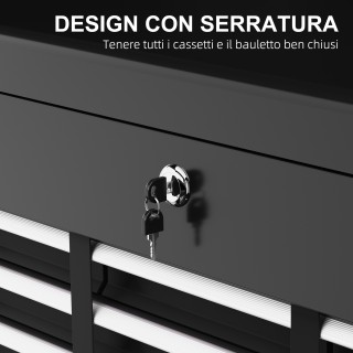 HOMCOM Εργαλειοθήκη 6 συρταριών σε ατσάλι με κλειδαριά, 60x26x34cm,...