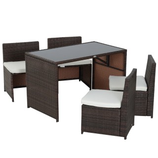 Outsunny Rattan Σετ Έπιπλα Κήπου 5τμχ Τραπεζαρία 4 Καρέκλες με Μαξι...