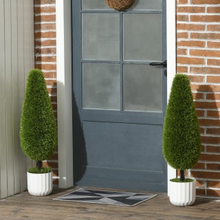 HOMCOM Σετ 2 ψεύτικα φυτά κυπαρισσιού με γλάστρες Ø12x16 cm, βρύα κ...